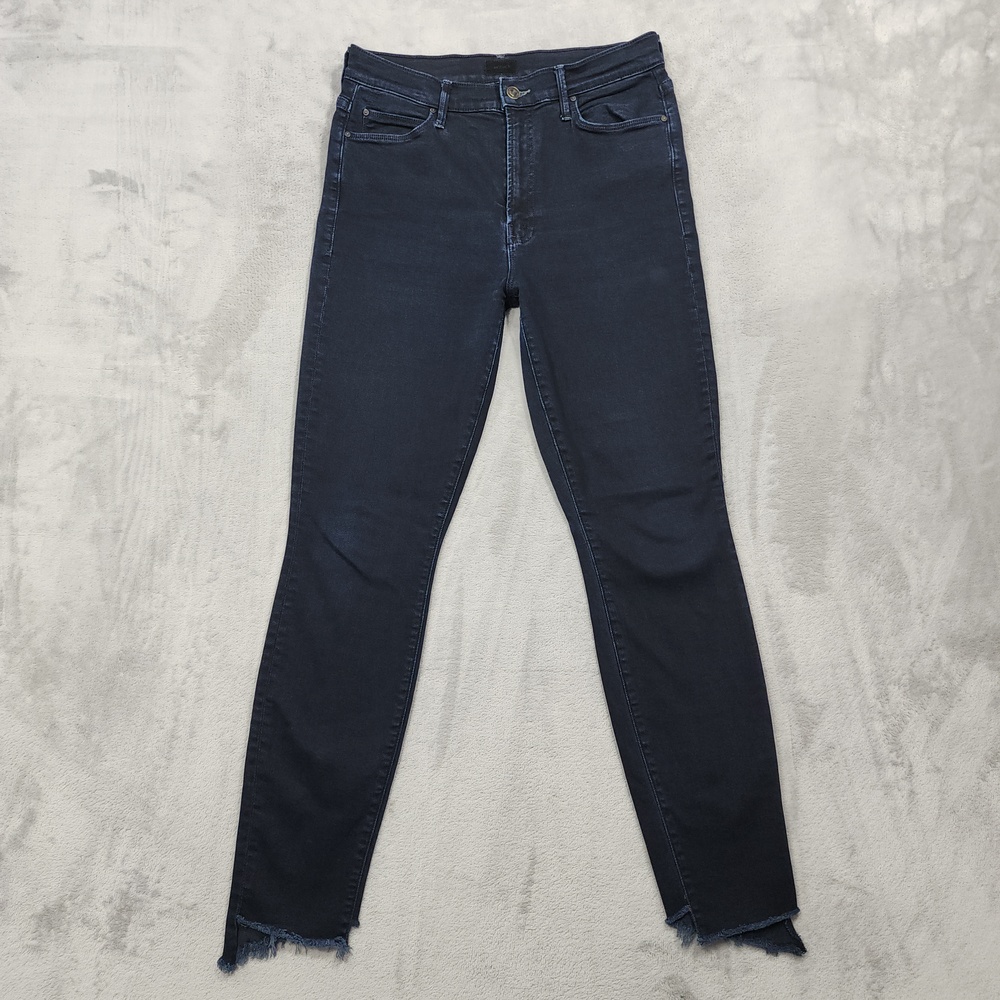 Mother Jeans Womens 30 Blue The Stunner Zip Two Step Fray Holding Hands